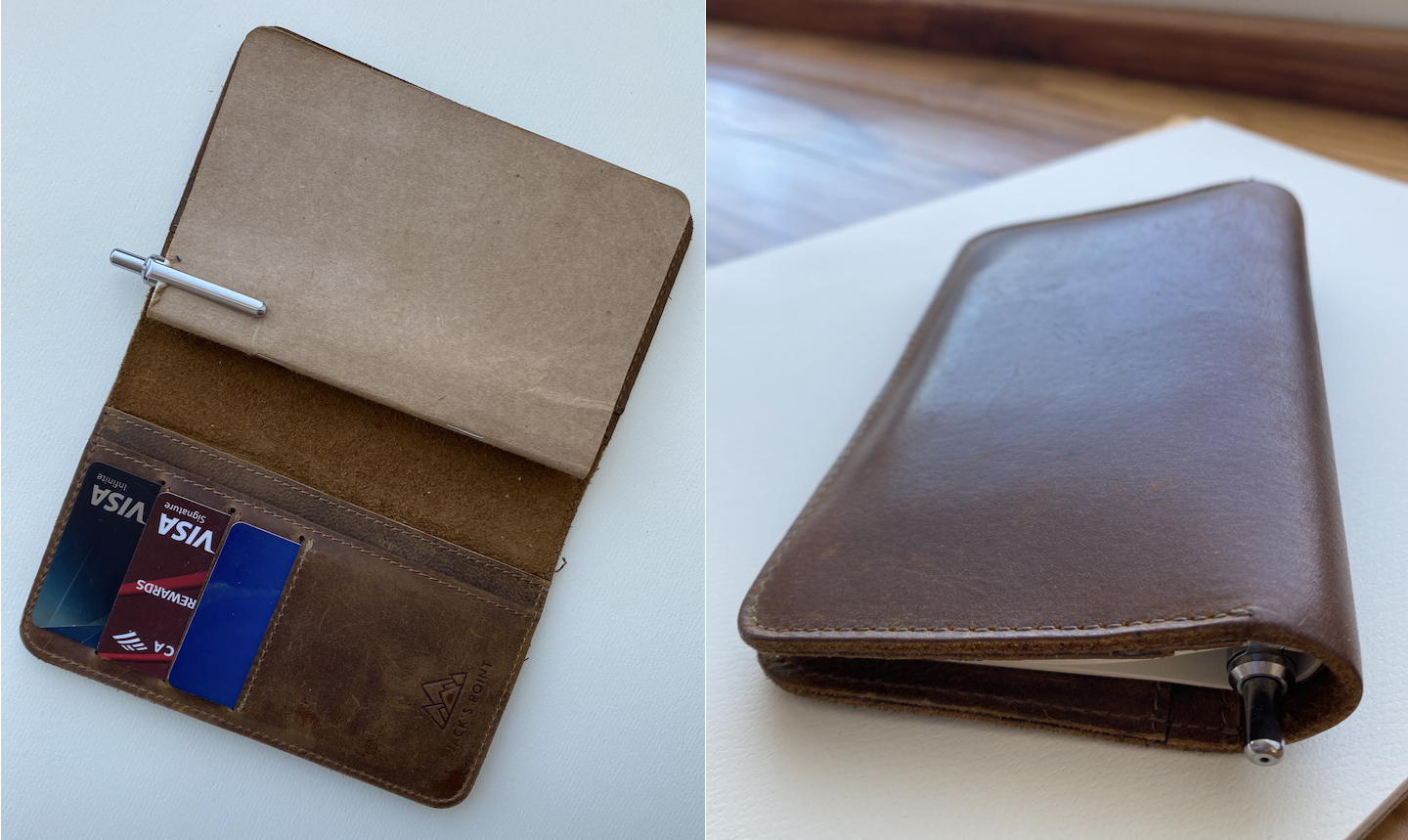 Wallet and pocket notebook combined into two object